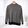 Karen Scott Long Sleeved Sweater -- Multi Grey with Black Trim