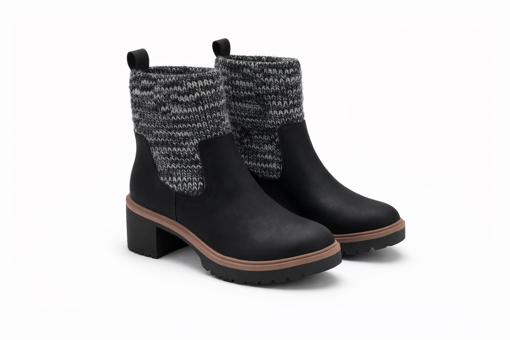 Forever 21 Ankle Boot with Knit Cuff -- Black