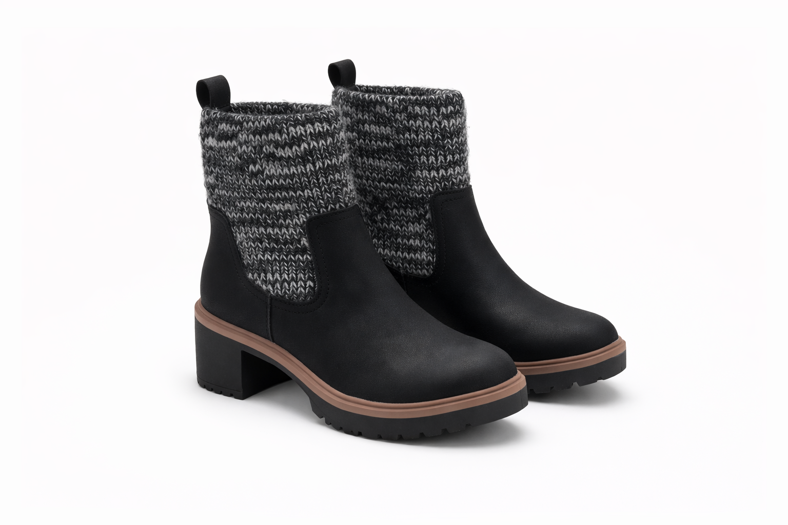 Forever 21 Ankle Boot with Knit Cuff -- Black