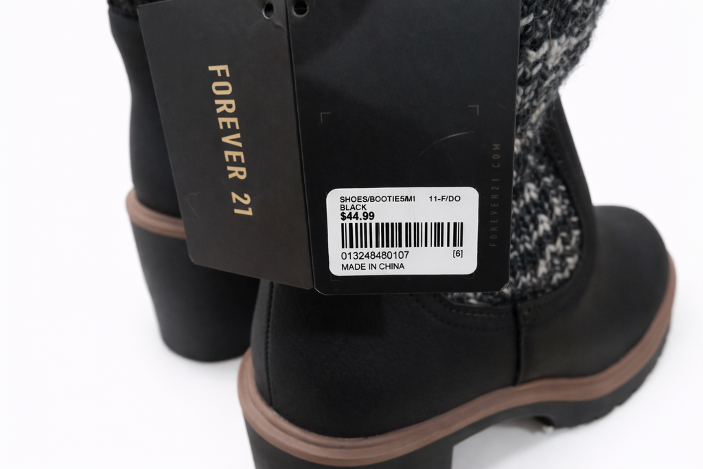Forever 21 Ankle Boot with Knit Cuff -- Black