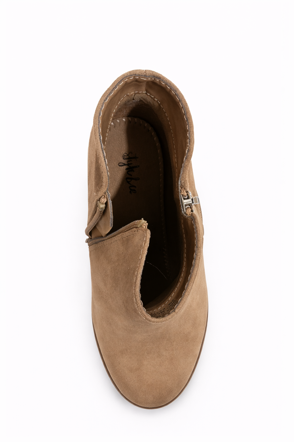 Suede Ankle Boot with Block Heel  -- Taupe
