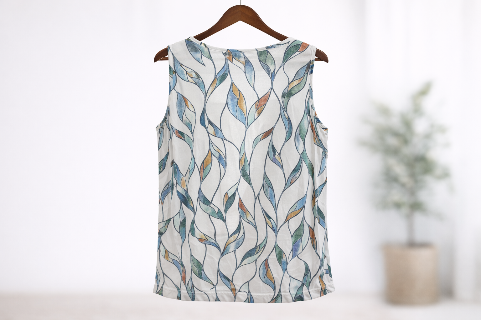 Mislook Sleeveless Leaf Print Top -- multi colored