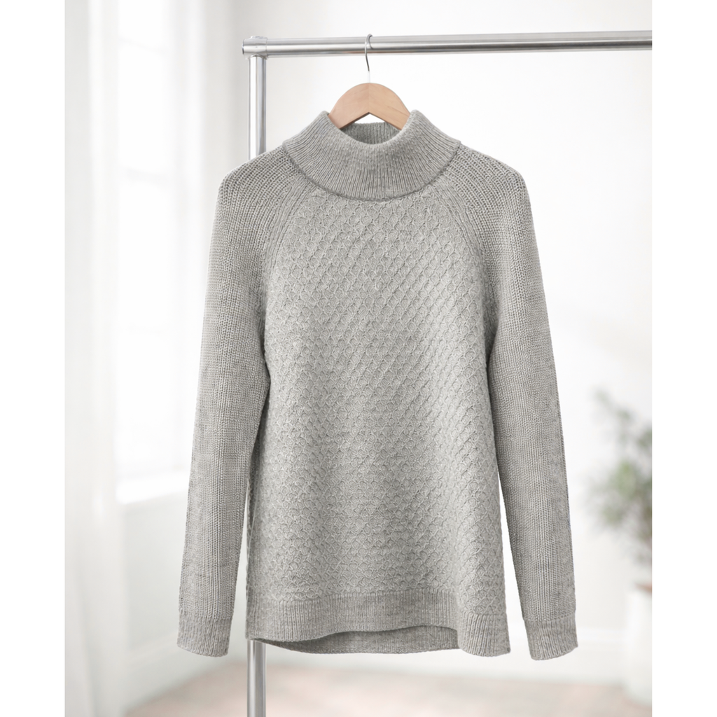 Talbots Long Sleeved Cabled Grey Sweater