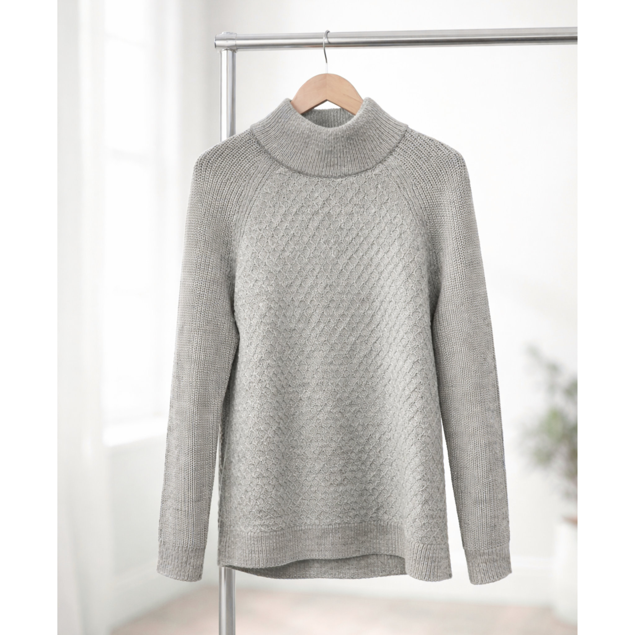 Talbots Long Sleeved Cabled Grey Sweater